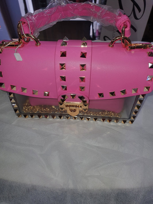 Pink Hand bag with studs