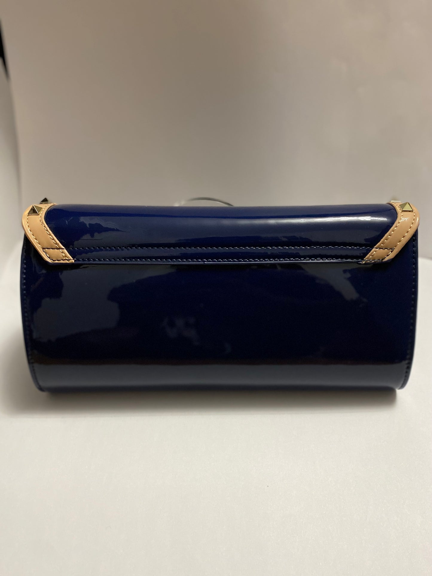 Navy Clutch Bag with Gold Studs