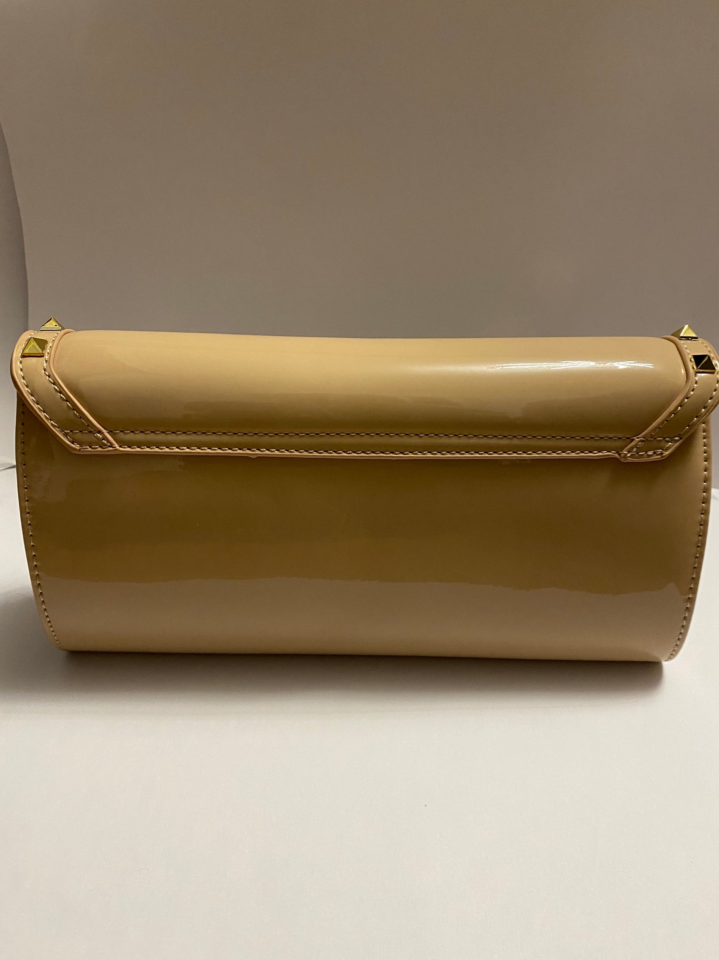 Cream Clutch Bag with Gold Studs